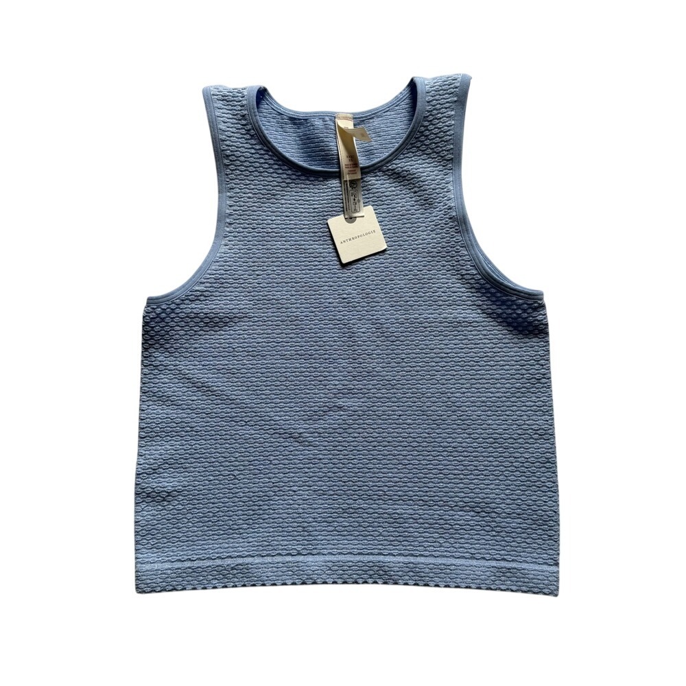 Anthropologie Lyrebird Sky Blue Textured Seamless Tank Top XXS XS New